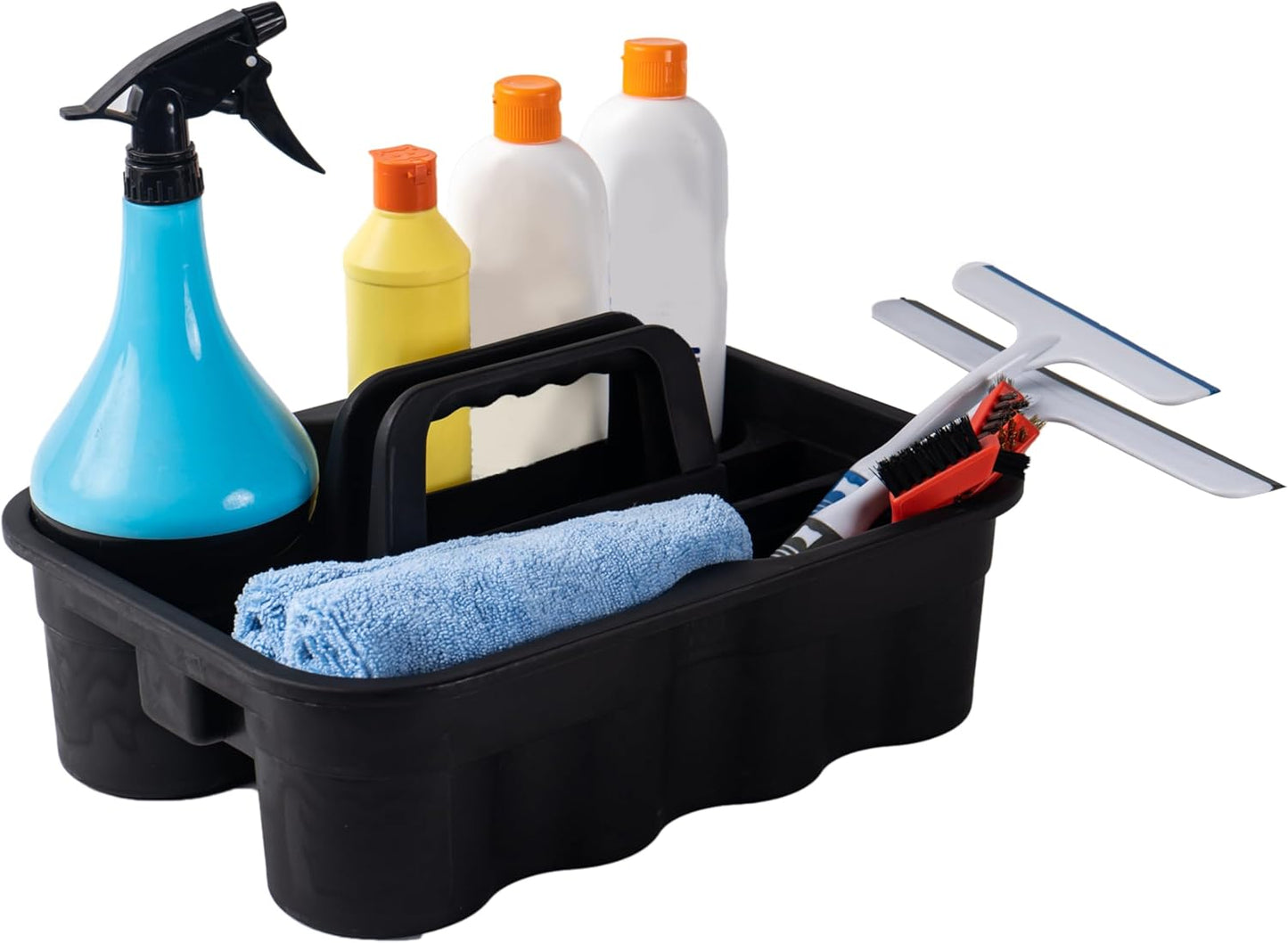 Matthew 3 Pack Large Plastic Tote Tool & Deluxe Supply Cleaning Caddy w/Handle Portable Shower Basket Storage Caddy for Cleaning,Take-Out Drink,Bathrooms - Black&Gray&Blue