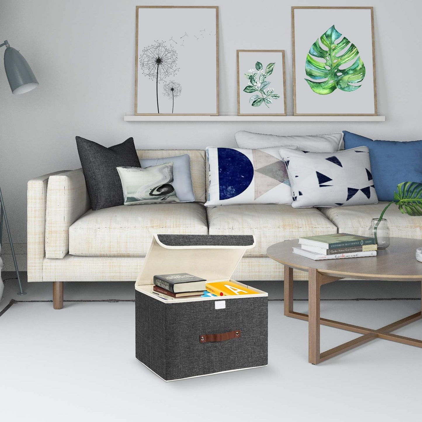 TYEERS Collapsible Storage Boxes, Washable Fabric Storage Bins with Lids, 14.9x9.8x9.8 inches, 3 Pack, Black