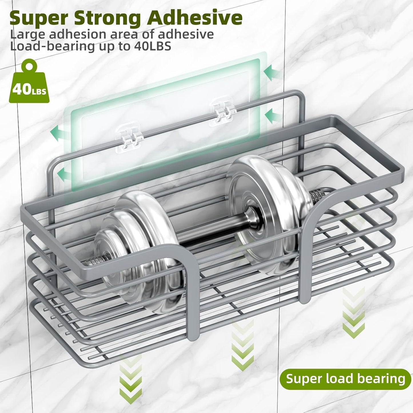 Shower Caddy 3 Pack, Adhesive Shower Shelf Organizer Rack, Rustproof Stainless Steel Bathroom Organizers and Storage, Large Capacity Wall Mounted No Drilling Bathroom Accessories