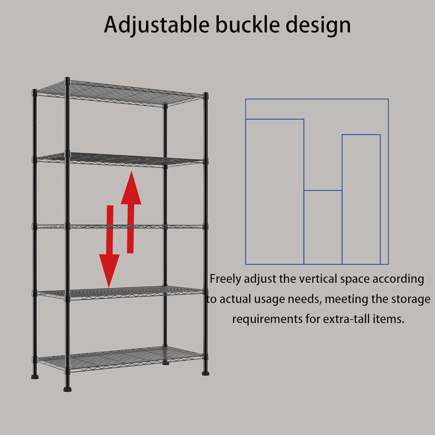 REGILLER 5-Wire Shelving Metal Storage Rack Adjustable Shelves,17.7" D×35.4" W×72.3" H Standing Storage Shelf Units for Laundry Bathroom Kitchen Pantry Closet