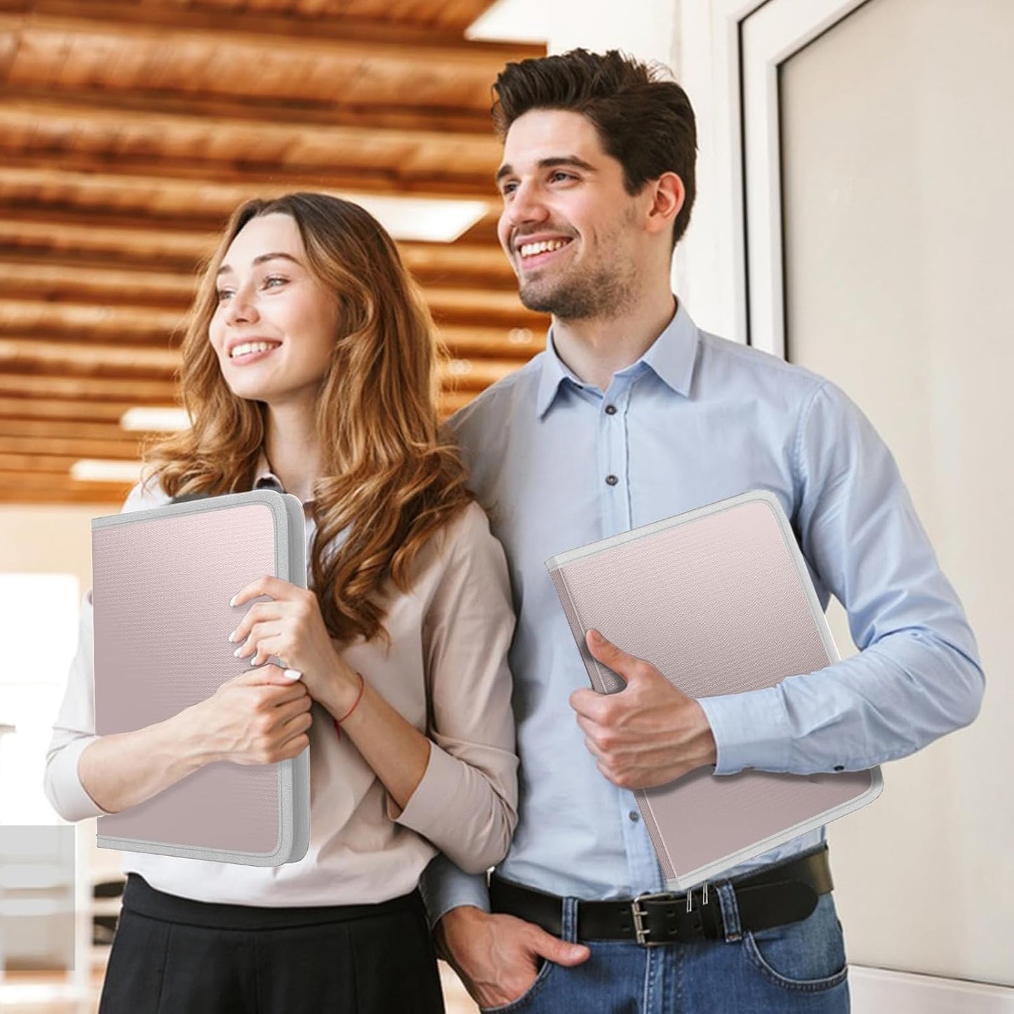 Fireproof Accordion File Organizer, Portable Expanding File Folder with Waterproof Zipper&Labels, Gray Document Organizer with 13 Pockets, File Organizer for Important Document/Paper Storage