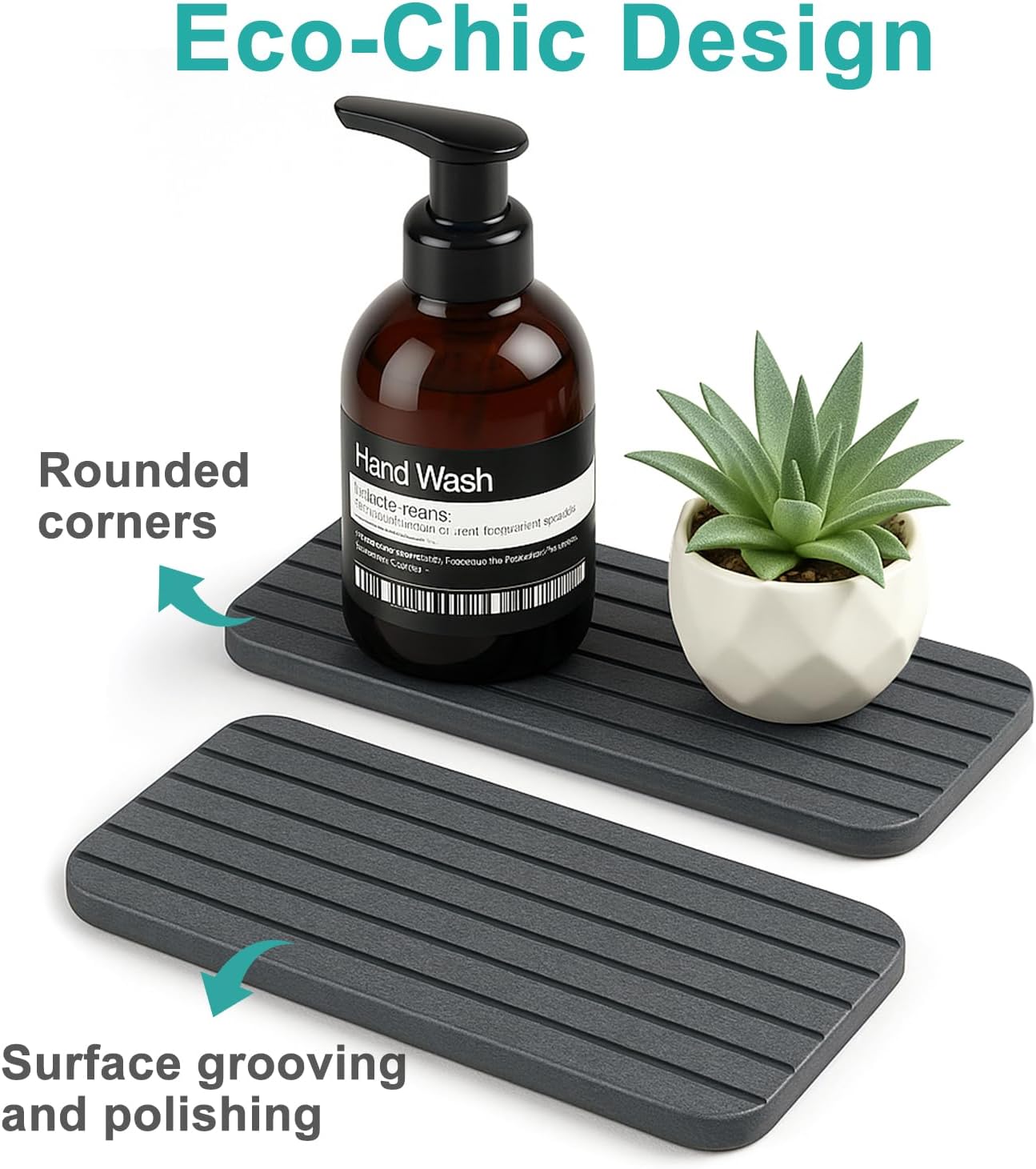 Diatomite Stone Sink Tray Drying Mat for Kitchen Sink Bathroom Counter Trays Diatomaceous Earth Dish Water Absorbing Stone Quick Dry Soap Tray Dispenser Holder Black Bathroom Decor Accessories