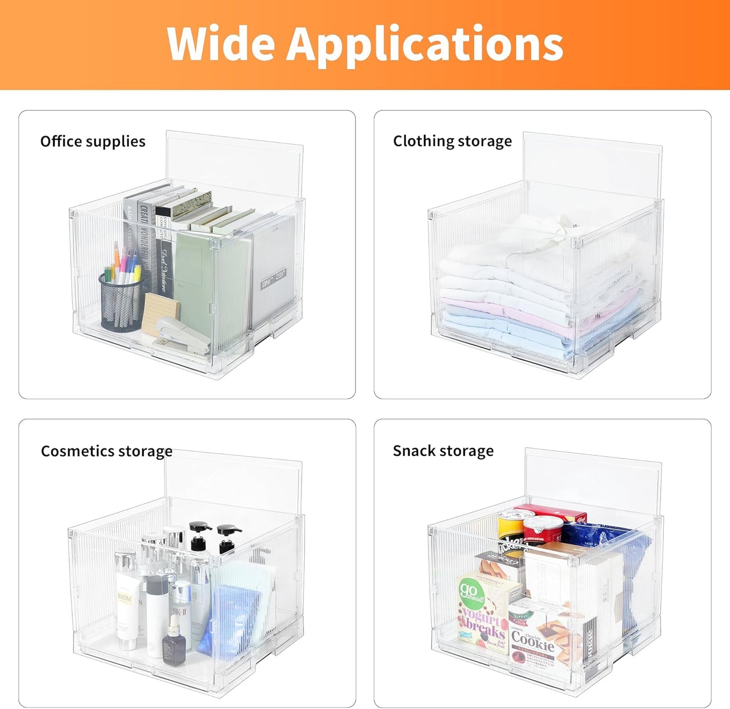 File Organizer Box with Lid,Hanging Filing Folder Organizer for Document Storage with Plastic Slide,Letter-size File Holder Filing Box for Office/Home/Decor/(3Pack)