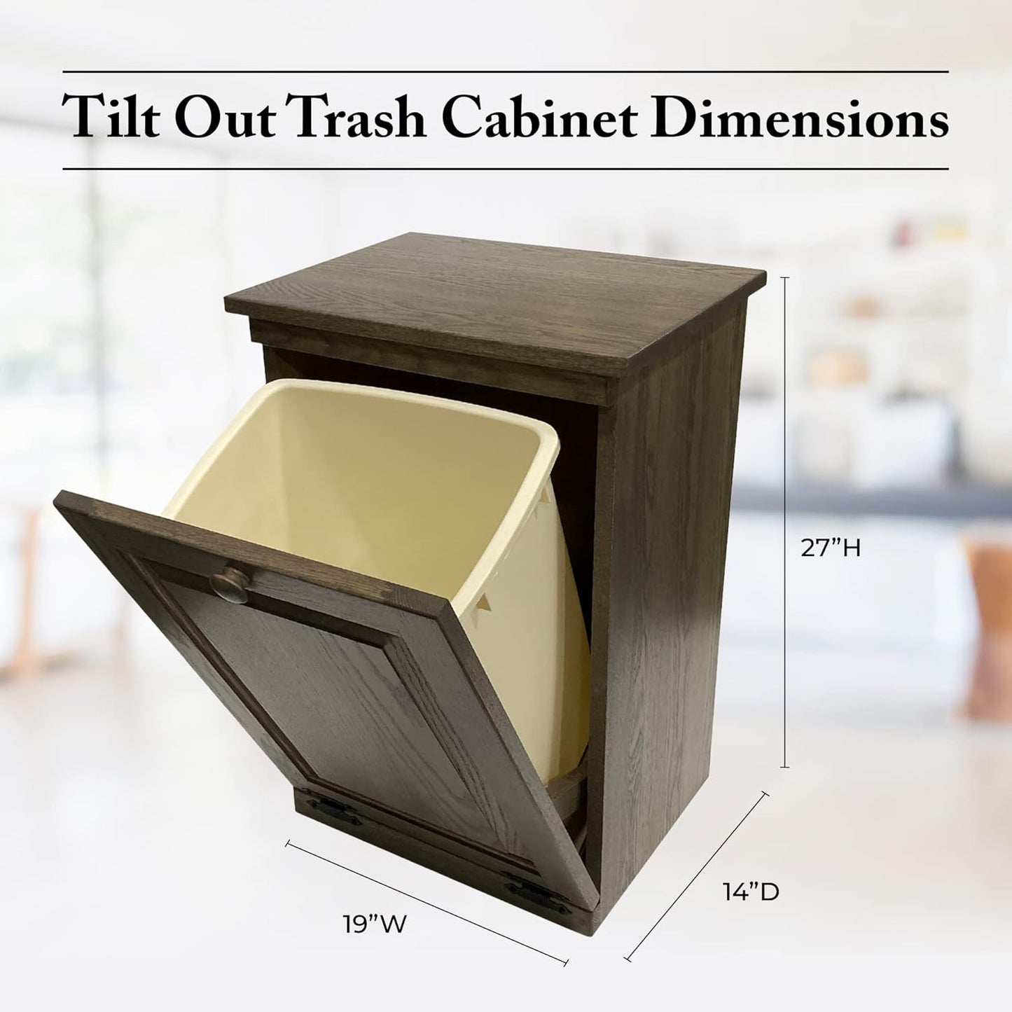 Peaceful Classics Tilt Out Trash Cabinet- Amish Handcrafted Wooden Pull Out Cabinet, Decorative Trash Bin for Kitchen, Bedroom, & Home Patio, Laundry Hamper Cabinet, Antique Slate