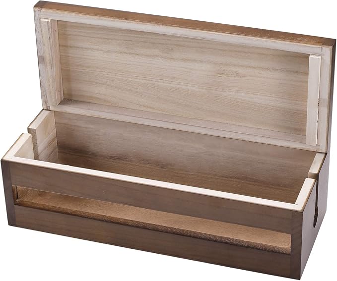 Changsuo Cable Management Box Wooden Cord Organizer Box for Extension Cord Power Stripe Surge Protector Wire Management Concealer Cover Hider for Desktop Home Office Kitchen (Brown)