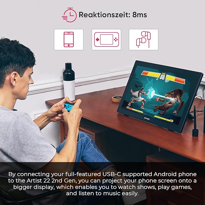 XPPen 21.5 Inch Drawing Tablet with Screen 122% sRGB, Artist 22 2nd IPS Graphics Tablet with 8192 Levels Battery-Free Stylus, Pen Display with Adjustable Stand, AG Film for Windows, Mac, Chrome, Linux
