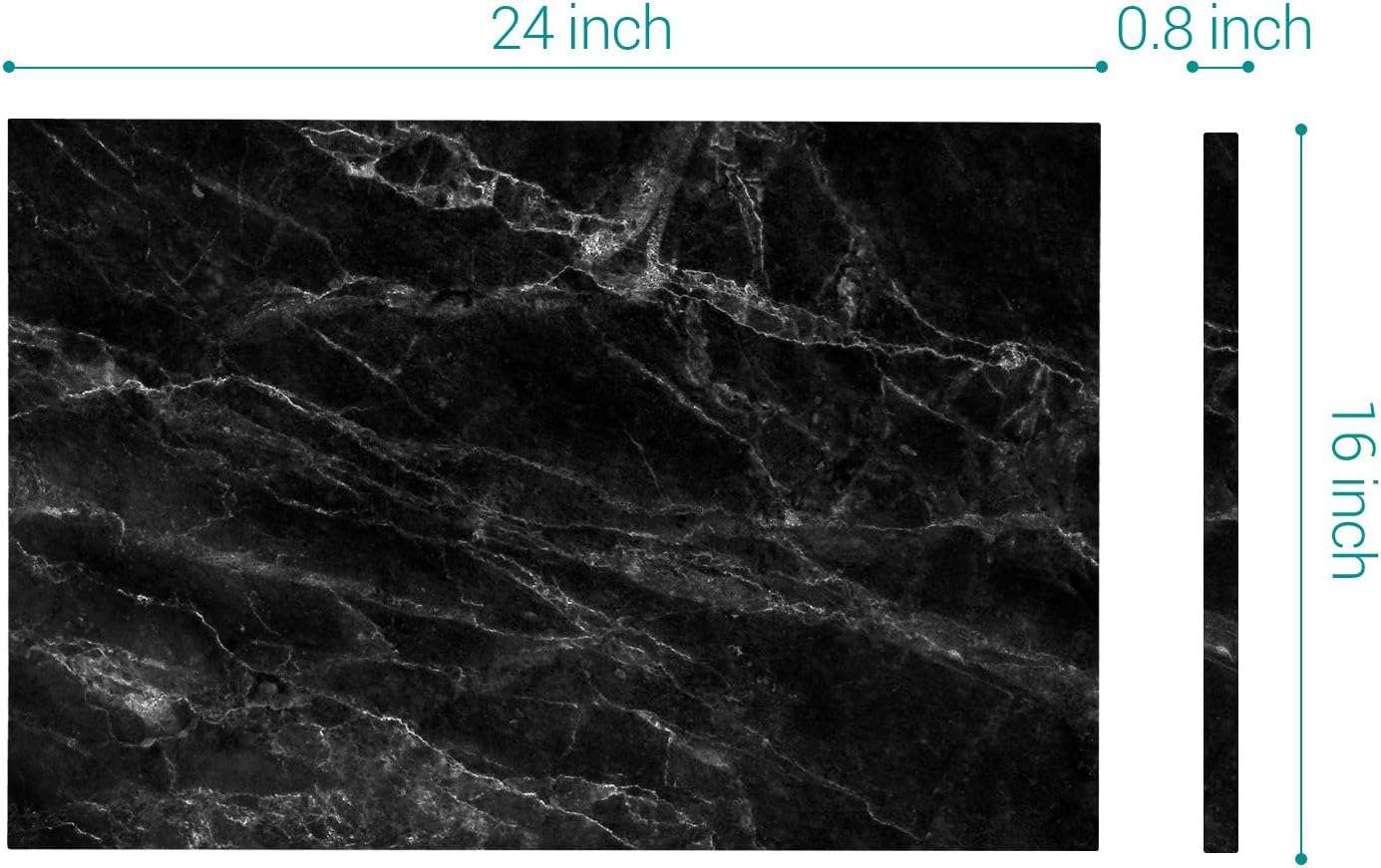 Navaris Magnetic Dry Erase Board - 16 x 24 inches Decorative White Board for Wall with Design, Includes 5 Magnets and Marker - Black Marble