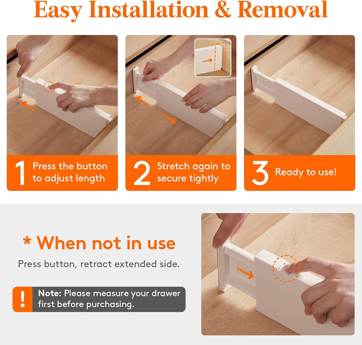 Lifewit 12 Pack Drawer Dividers Plastic 4" High, 11-17" Adjustable Drawer Organizers for Clothes, Expandable Dresser Separators in Bedroom/Bathroom/Kitchen/Office Organization and Storage, Beige