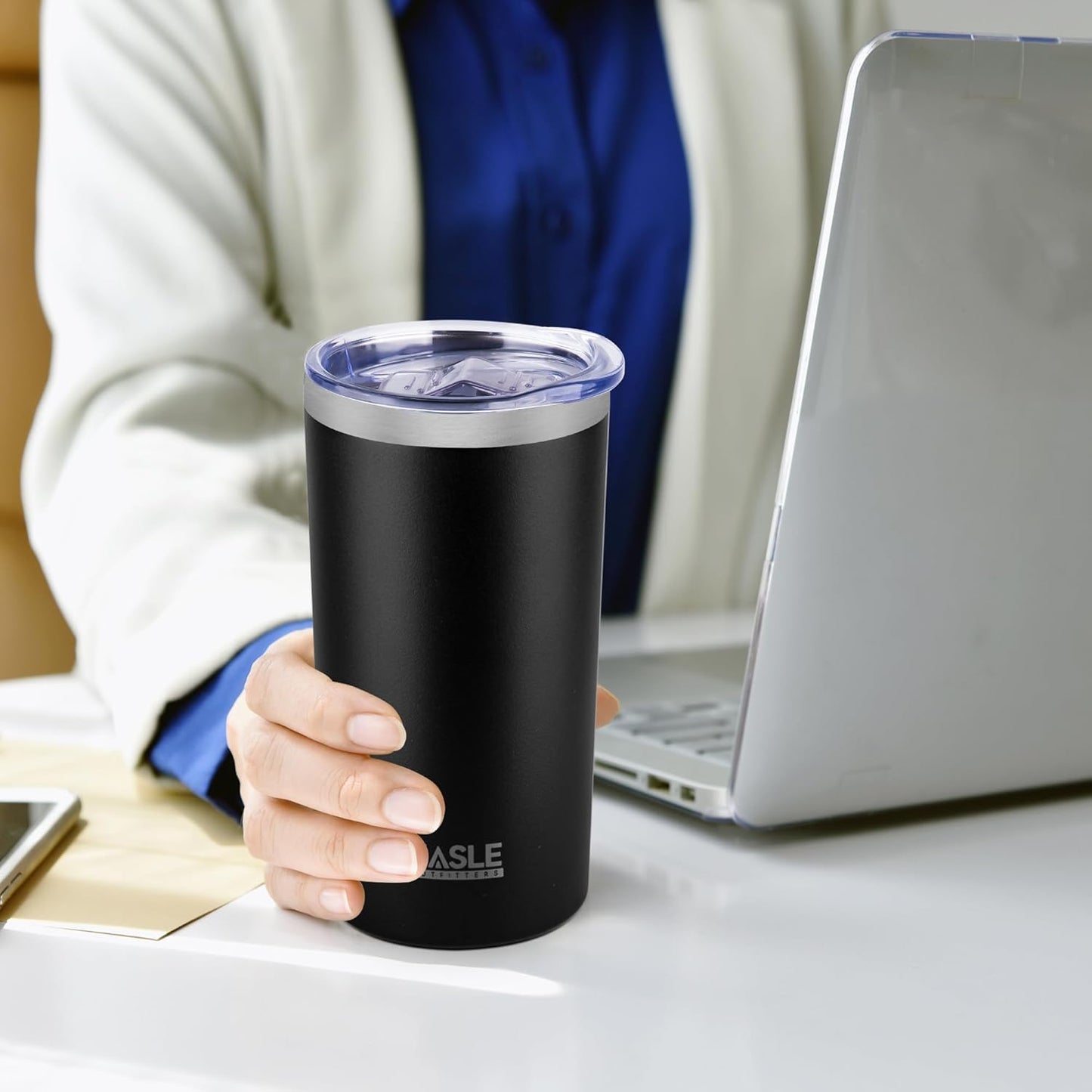 HASLE OUTFITTERS 12 oz Skinny Tumbler, Stainless Steel Insulated Slim Tumbler with Lid, Reusable Double Wall Travel Coffee Mug, Durable Powder Coated Travel Water Cup(Black, 1)