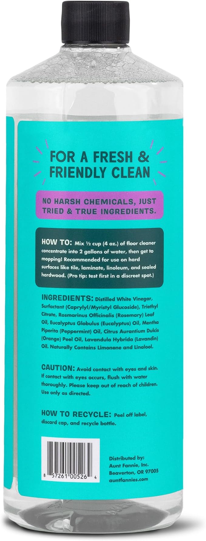 Aunt Fannie's Ultra Concentrated Floor Cleaner Vinegar Wash, Multi-Surface Solution Mopping, Makes 16 Gallons, Lavender Scent, 32 oz. (Pack of 6)