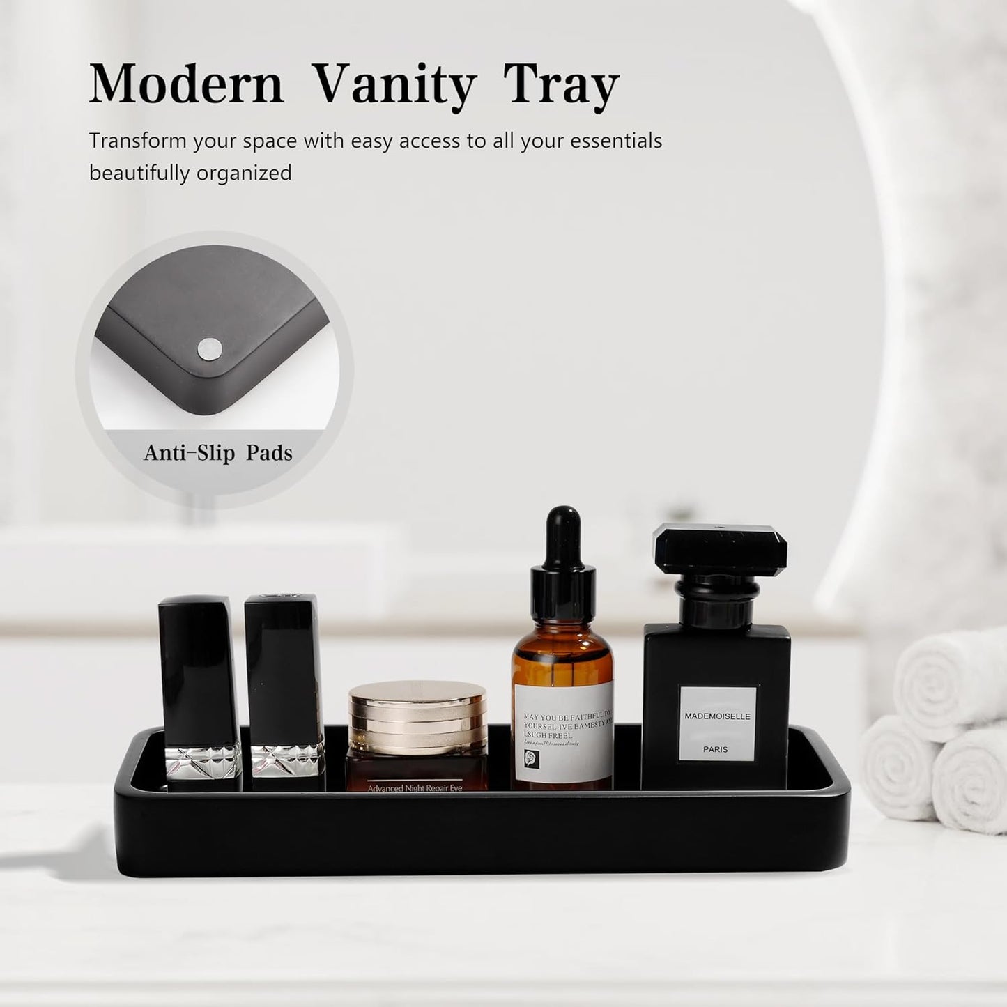 Bathroom Accessories Set, 4 Pcs Bathroom Accessory Set, Soap Dispenser, Toothbrush Holder, Qtip Holder Set, Bathroom Sets Complete, Bathroom Sink Set for Modern Home Decor, Black