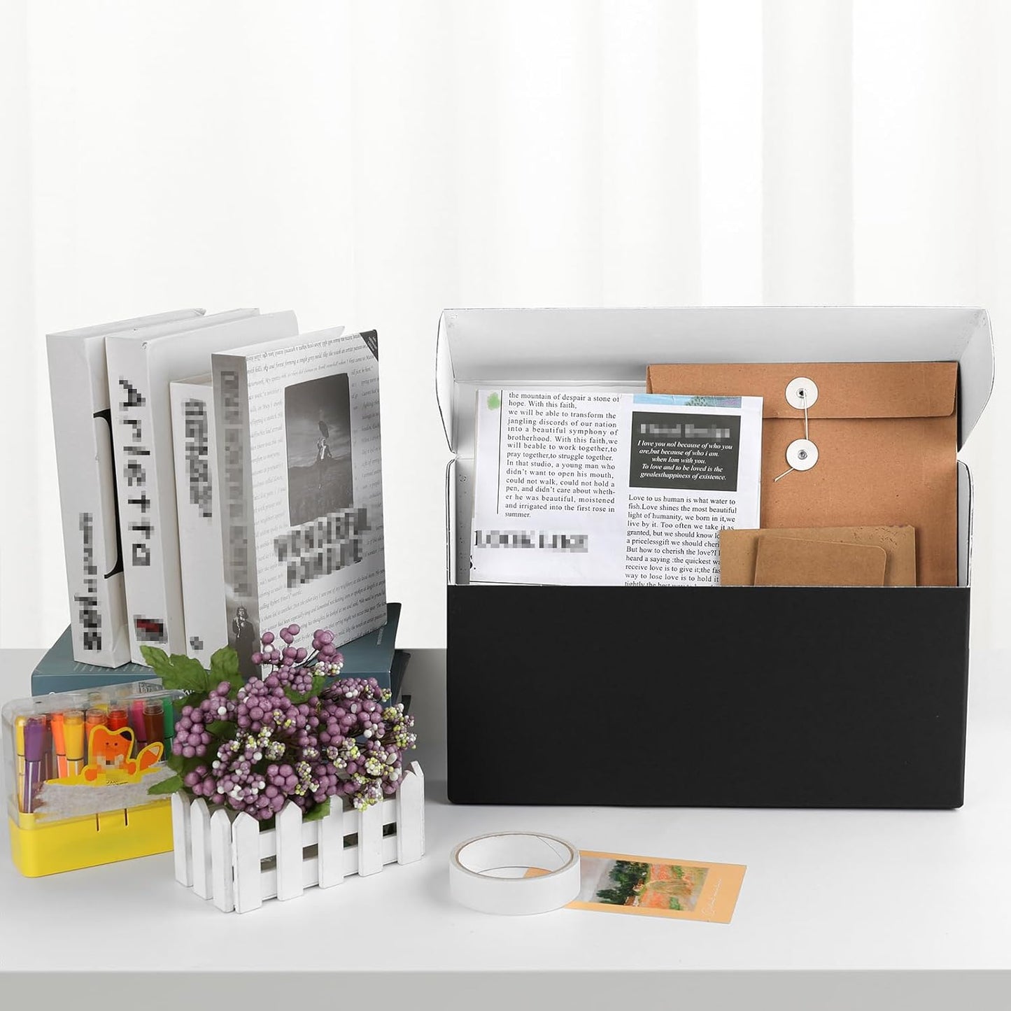 Lineco Archival Document Storage Box with Metal Edge, Acid-Free Black Boxboard, Organize and Store Files, Prints, Photos, Legal-Sized Case 15.5" x 10.5" x 2.5" Wide, Pack of 2