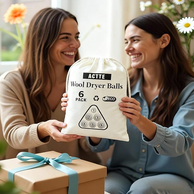 Wool Dryer Balls Laundry, L(2.3") 6 Pack, Premium Fabric Softener Ball, Reusable, Anti Static, Chemical Free Natural Wool Balls for Dryer, Laundry Dryer Balls โ 100% New Zealand Wool