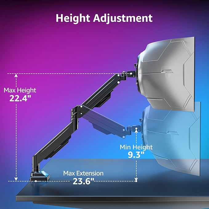 MOUNTUP Ultrawide Monitor Arm for 22-43 inch Curved Screen, Holds 2.2 to 33 lbs, Heavy Duty Monitor Desk Mount, Adjustable Gas Spring Arm, Computer Monitors Stand for Desk, VESA Mount
