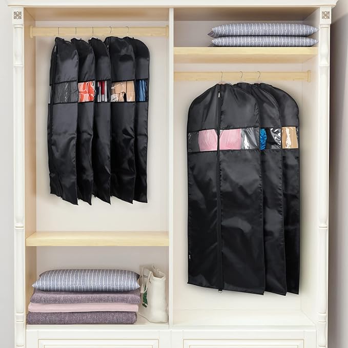 Univivi Garment Bag Suit Bag for Storage and Travel 43 inches, Lightweight Study Full Zipper Washable Suit Cover for Dresses, Suits, Coats, Set of 3