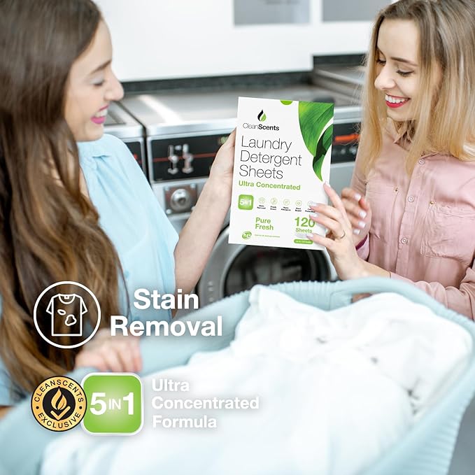 CleanScents Laundry Detergent Sheets (120 Sheets) (Pure Fresh)