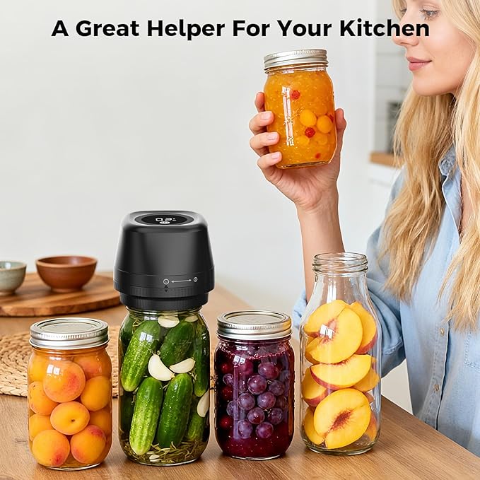 Upgraded Electric Mason Jar Vacuum Sealer, 3-in-1 Automatic Vacuum Sealer Kit for Canning with Wide and Regular Mouth Mason Lids, Portable Mason Jar Sealer for Vacuum Bag, Gifts for Mom
