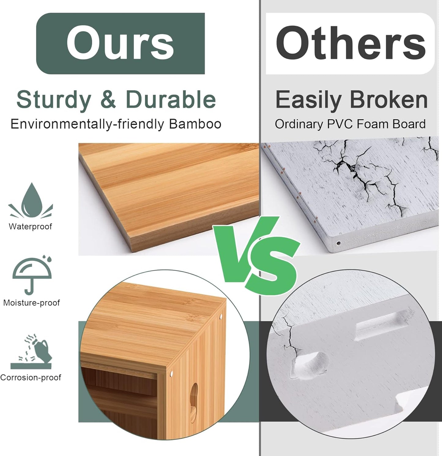 AmazerBath Toilet Paper Storage Cabinet Bamboo, Toilet Paper Holder with Storage for Small Spaces, Slim Bathroom Storage Cabinet, 33x7.3x6.5 Inches