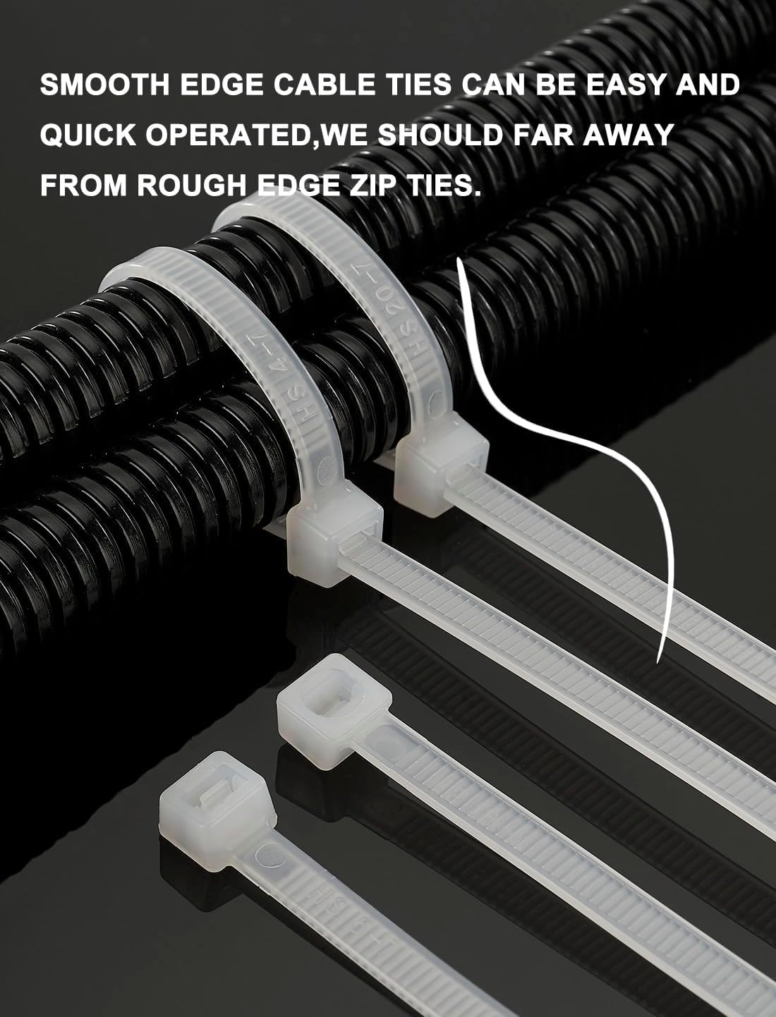 HS 18 Inch Zip Ties Black Heavy Duty 120 Pounds Wide Straps (50 Pack) Nylon PA66 UV Resistant,Self-Locking Large Long Electrical Plastic Cable Wire Zipties for Outdoor Use,Multi Purpose