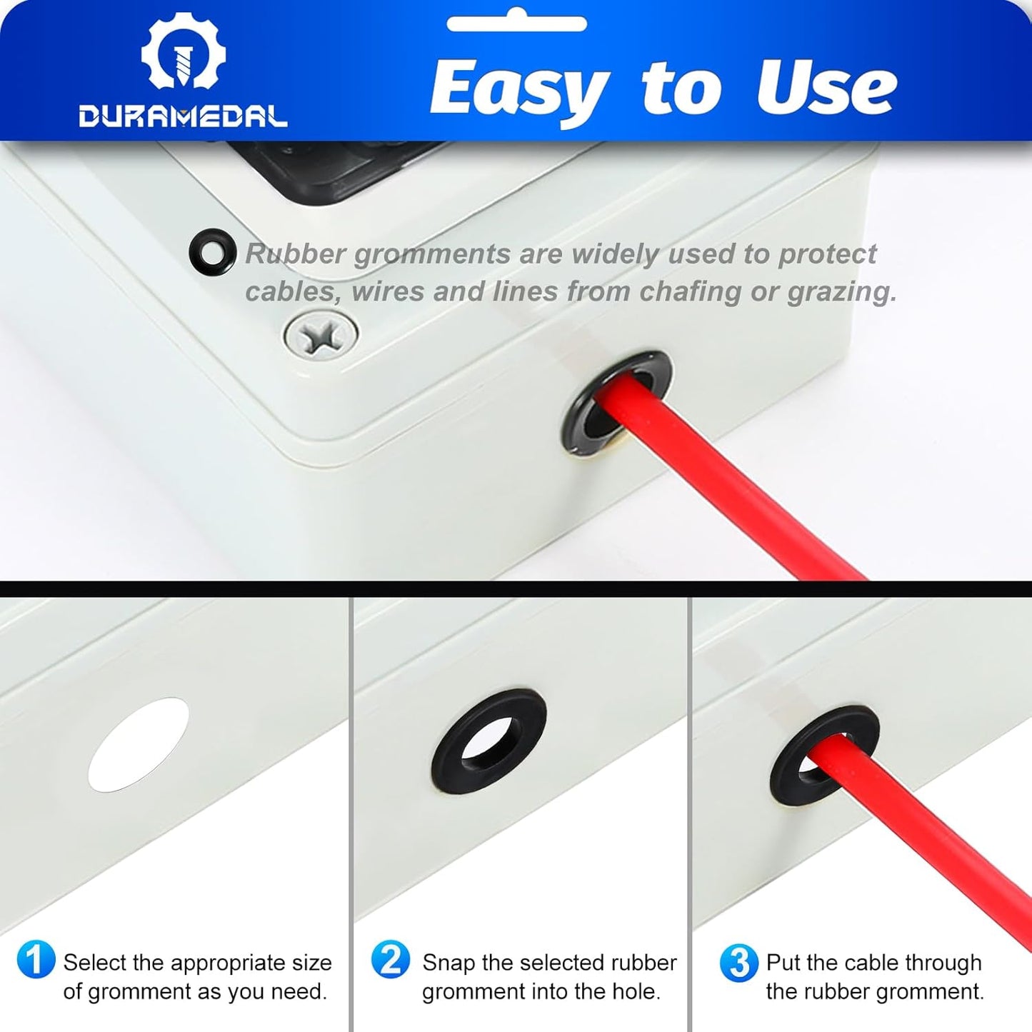 Rubber Grommet Kit 295 PCS 9 Sizes Hole Plug Rubber Grommets for Wiring- 9 Standard Sizes (9/32",5/16",3/8",15/32",1/2",5/8",3/4",7/8",1")