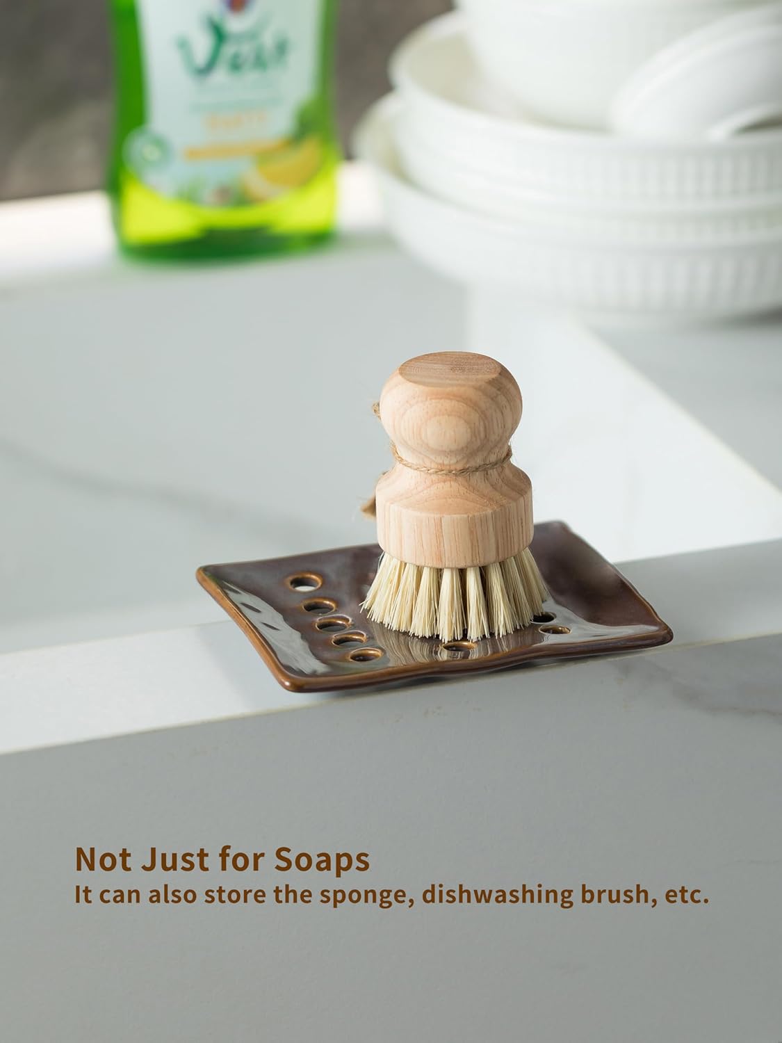 Soap Holder, Ceramic Soap Dish for Shower, Japanese Soap Tray with Self Drain for Sponges, Bath Tub, Bathroom, and Kitchen Sink, Purple