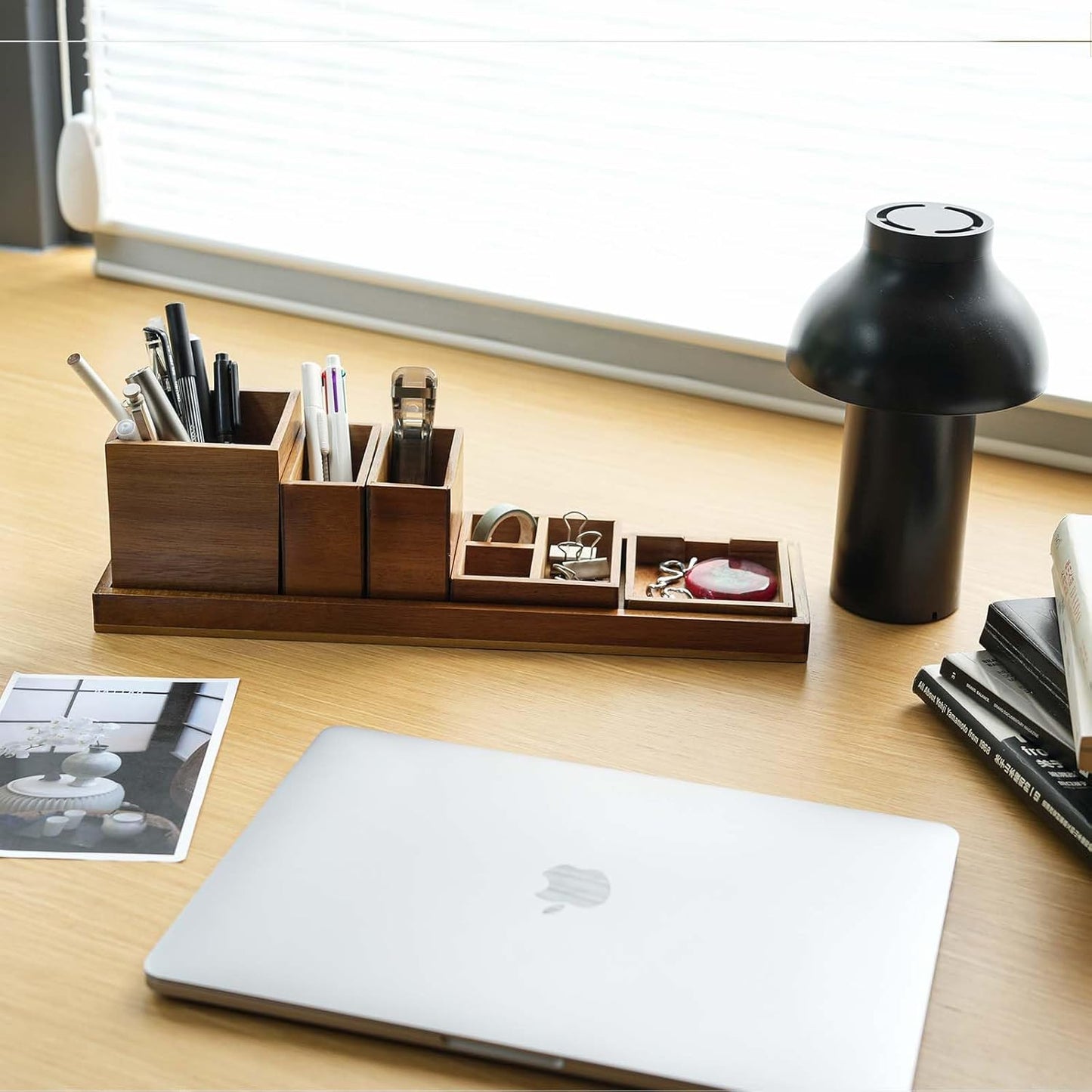 Wood Vanity Tray, 6-Piece Small Bathroom Counter Organizer Wooden Decorative Trays Rectangular Perfume Jewelry Makeup Cosmetic Holder Set - Holds Small Items