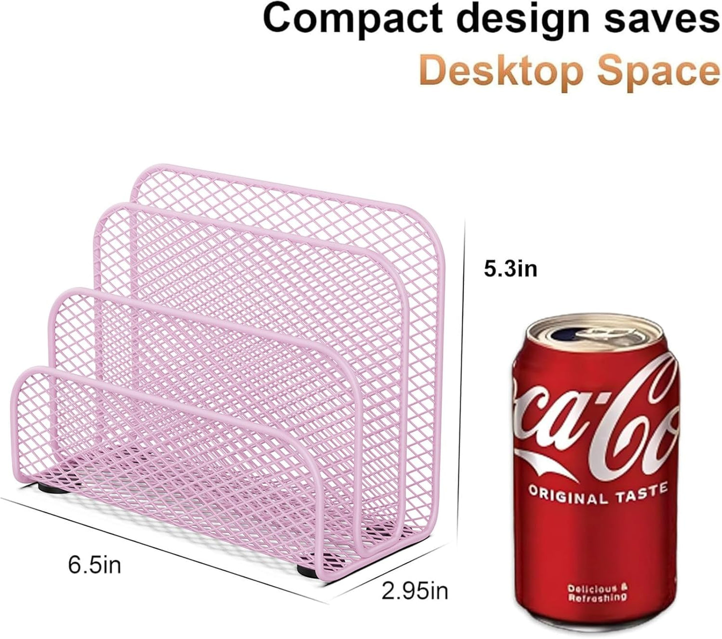 gianotter Mail Organizer Countertop, Metal File Holder with 3-Slot, Pink Desk Accessories for Women Office (Pink)