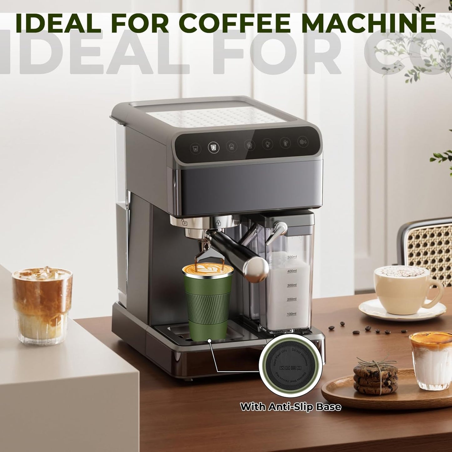 Insulated Coffee Tumbler 17 oz, Stainless Steel Coffee Mug with Lids, Travel Coffee Mug Leak Proof, Double Wall Vacuum Insulated Reusable Coffee Cup, Keep Drinks Hot and Cold, Military Green, 17 Ounce