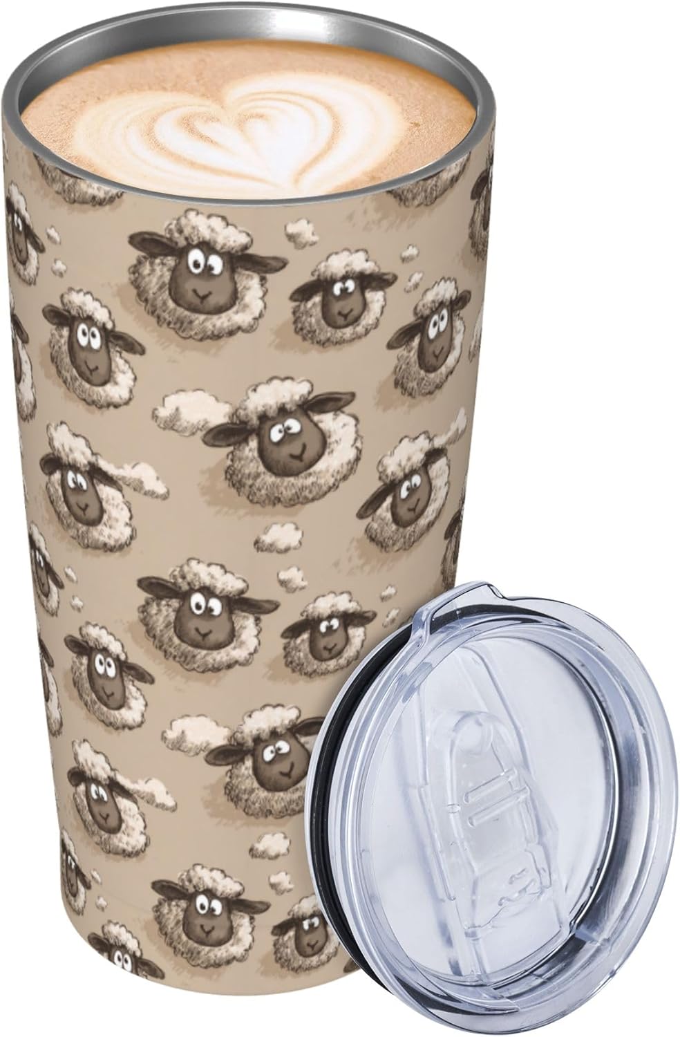 Sheep Tumbler with Lid and Straw 20oz Insulated Reusable Stainless Steel Travel Mug Double Wall Vacuum Coffee Cup for Hot Cold Drinks Leak-Proof Portable Cups for Women Men Gifts