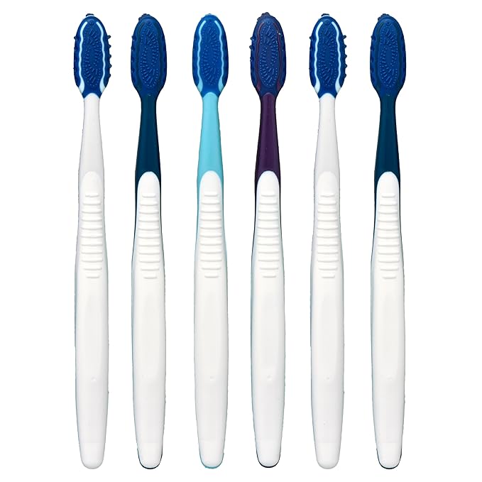 Oral-B Pro Health CrossAction Plaque Removal toothbrushes, 6 Count Toothbrush Soft, Deep Reach in Tight Spaces, Tongue Scraper Tooth Brush, Plaque Fighter, Gentle on Teeth, Gum stimulators