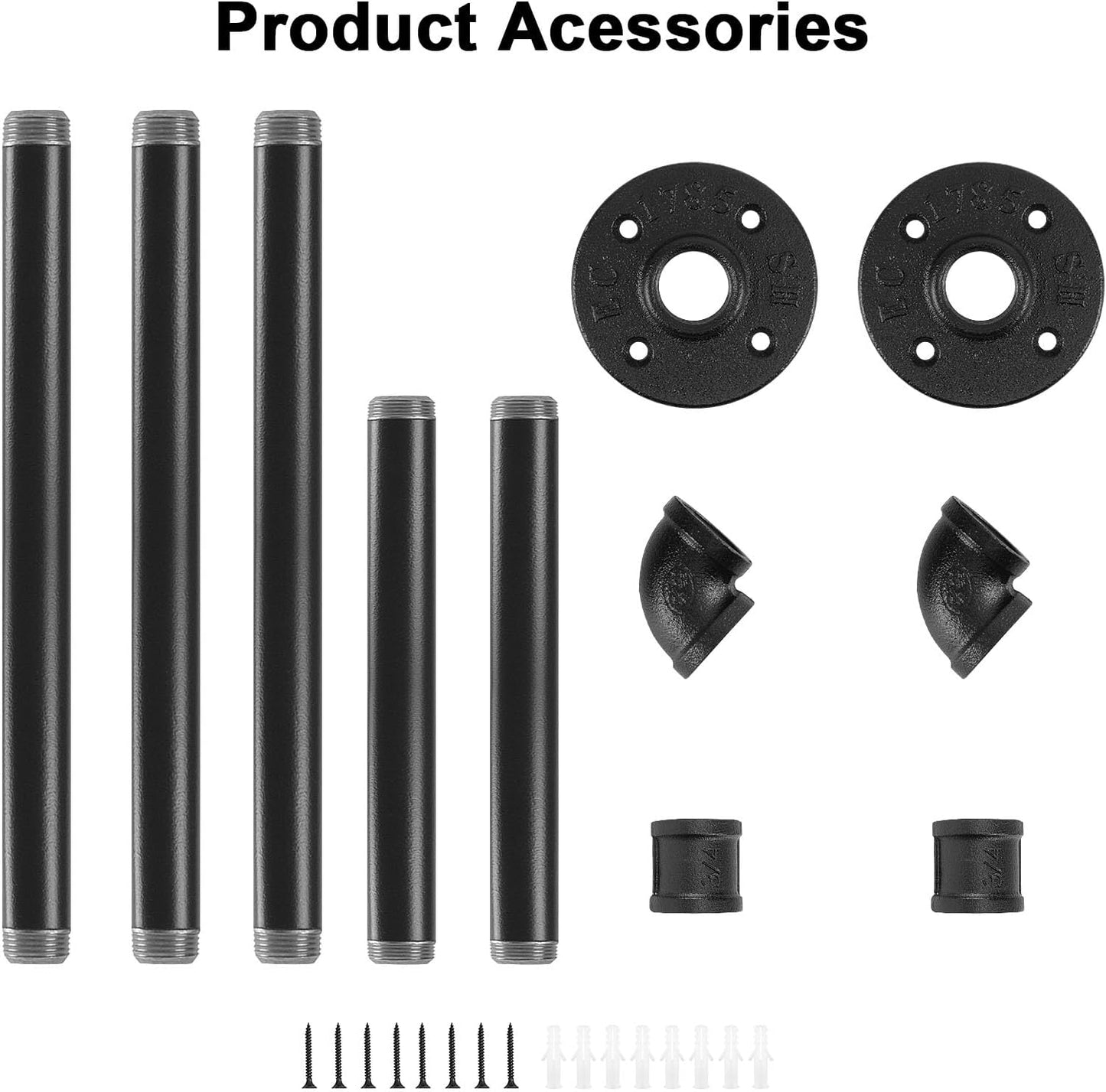 Industrial Iron Pipe Clothes Hanging Bar DIY Wall-Mounted Garment Rack Heavy Duty Clothing Rack for Bedroom, Laundry Room, Closet Storage (Black 40 inch)