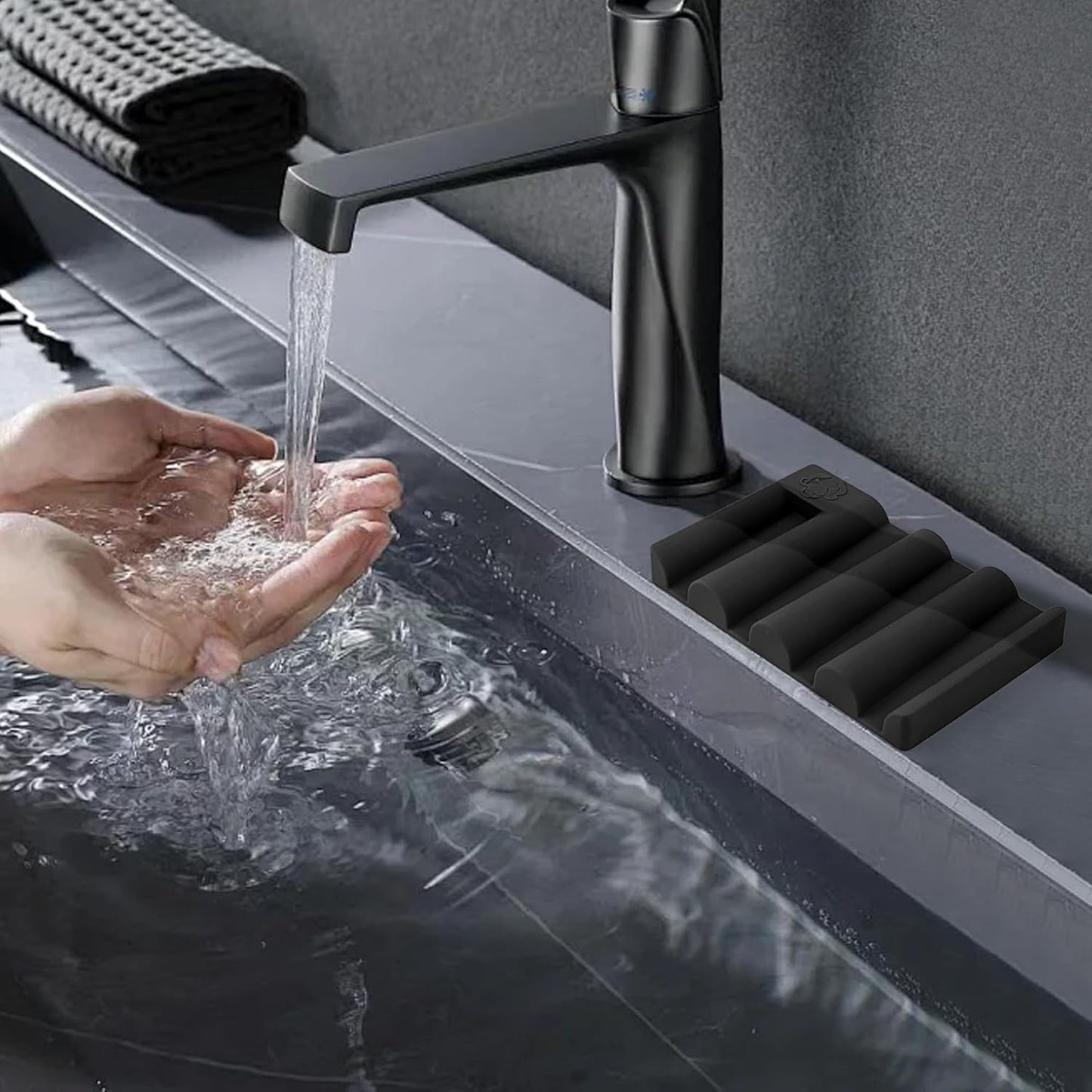 Soap Dish for Shower, Bathroom & Kitchen – Non-Slip, Self-Draining Design to Keep Soap Dry, Extend Soap Life – Easy to Clean, Compact & Durable (Black, 2 pcs)