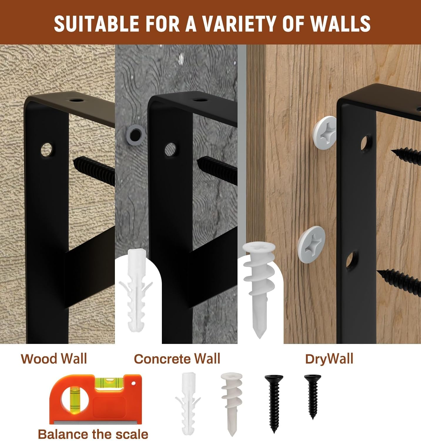 LEOPO Corner Floating Shelves Wall Mounted Set of 6, Corner Wall Shelves Rustic Wood Storage Display for Home Decor, Bedroom, Living Room, Kitchen, Office, Bathroom, Laundry Room, Black