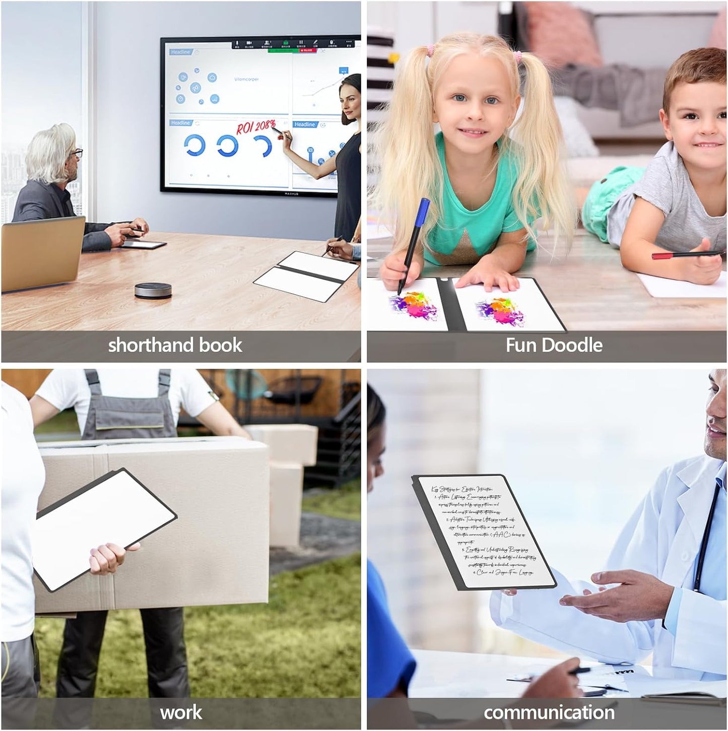 Portable Dry Erase Board,Portable White Board,Small Dry Erase Board,Foldable,Erasable,Repeatable,9.5 * 6.6 inches,for Office,Home,School,Study,Meeting(Black)