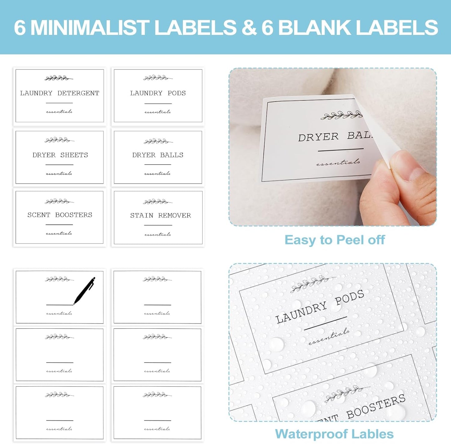 4 Pack Airtight Laundry Detergent Containers & Dryer Sheet Holder with Lids & Scoops, Stackable Laundry Room Organization and Storage for Scent Booster, Powder, Pods