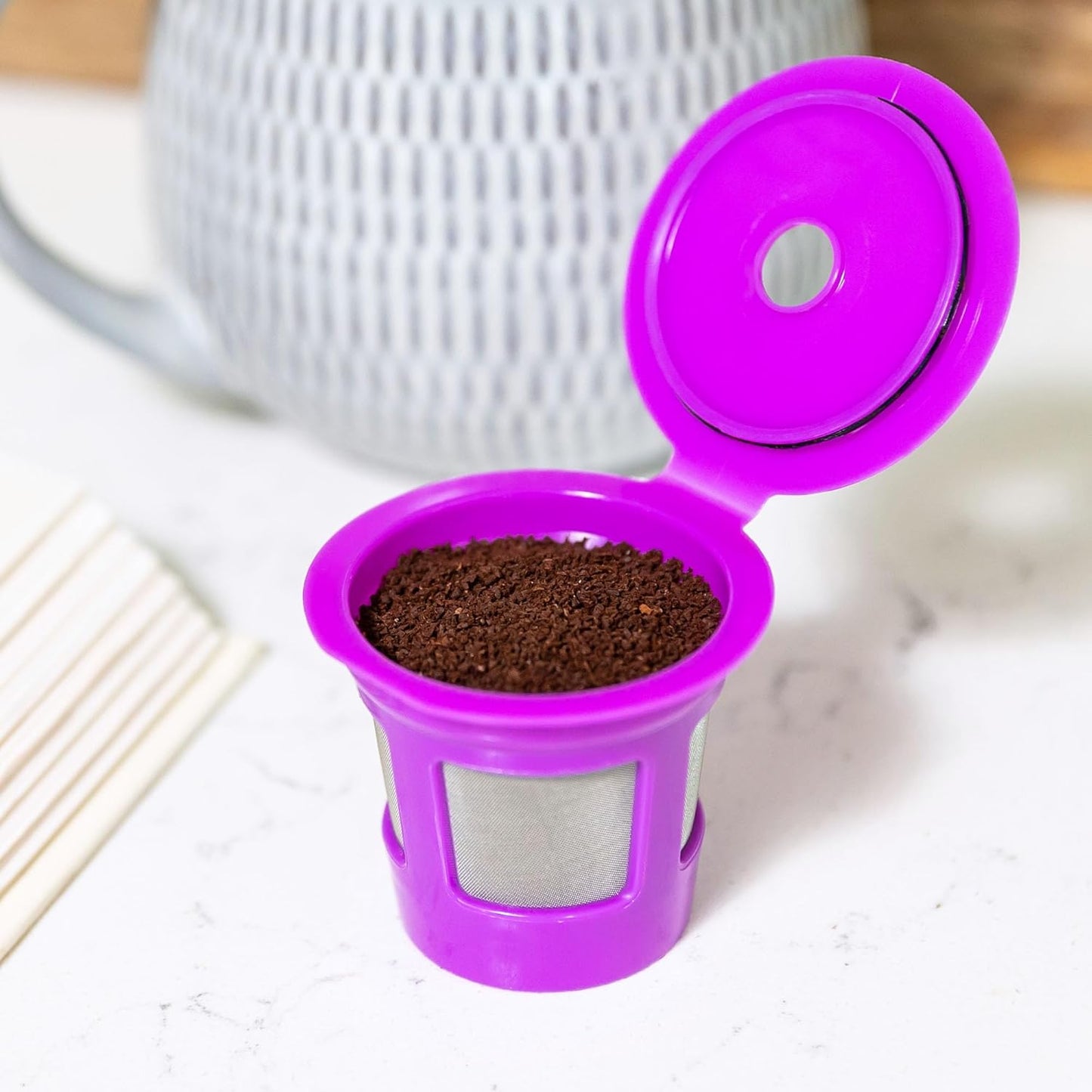 Perfect Pod 1-Stream Cafe Save Reusable K Cup Pod Coffee Filters - Refillable Coffee Pod Capsules with Built-In, Integrated Mesh Strainer for use with Keurig & Select Single Cup Coffee Makers, 4-Pack