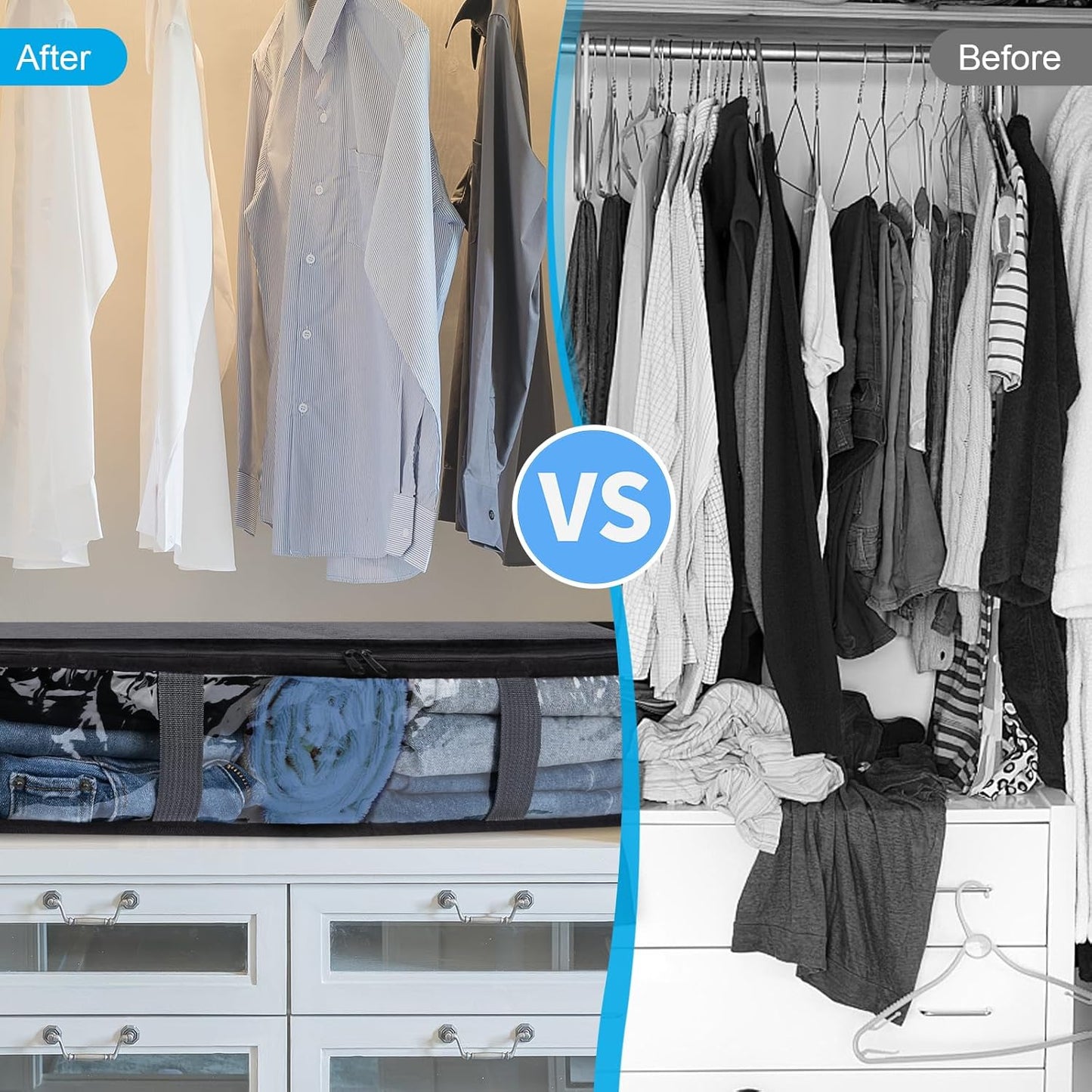 10 Pack Under Bed Storage Containers for Clothes Folding Storage Bins with Clear Window and Reinforced Handles Underbed Storage Containers for Organization and Storage Clothing Blankets