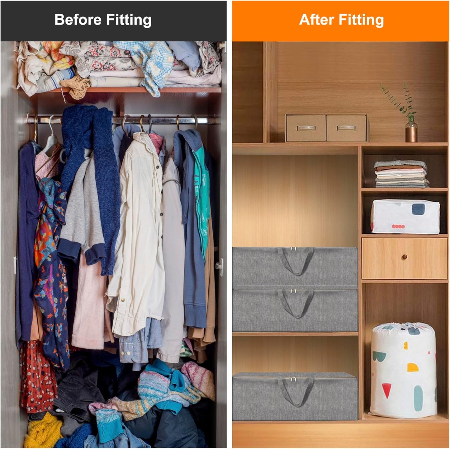 2 Pack 85L Comforter Storage Bags, Extra Large Bedding Storage Bags with Clear Window, Reinforced Handles & Zippers, Foldable Closet Organizers for Blanket Pillow Clothes