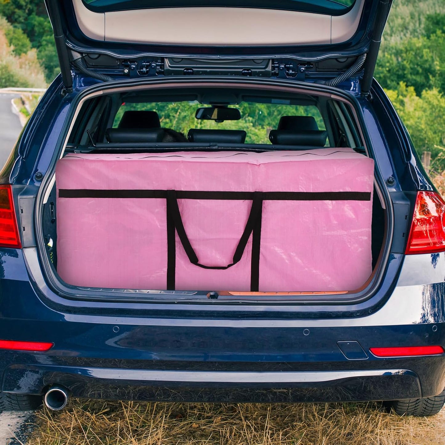 4 Pcs 96 Gallon Large Moving Bags with Zipper and Handles Foldable Storage Duffle Bags Heavy Duty Extra Large Totes for College Dorm Travel Clothes Blankets Bedding Moving (Pink)