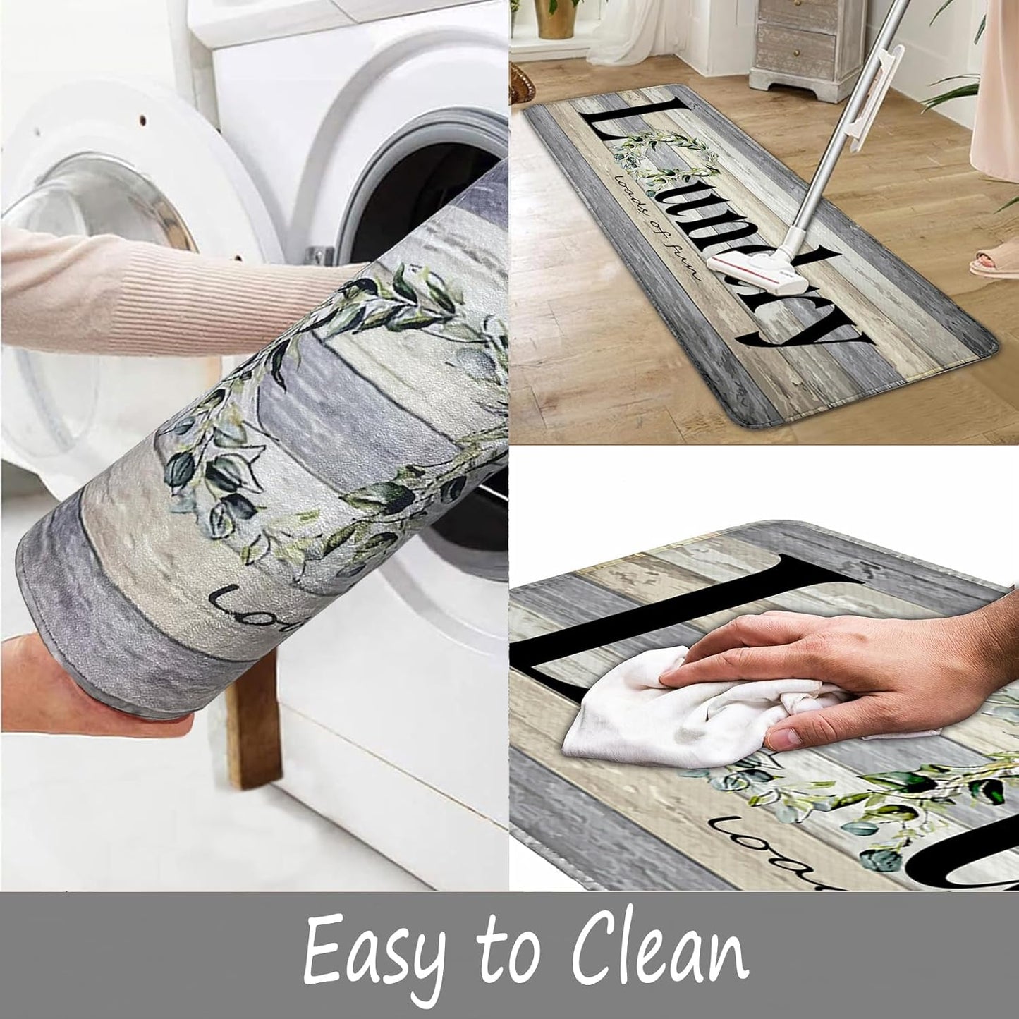 Farmhouse Laundry Room Rug Runner 24"X72" Non Slip Floor Carpet Runner Washable Farmhouse Kitchen Area Carpet for Office, Laundry, Sink, Home Bathroom, and Bedroom Decor