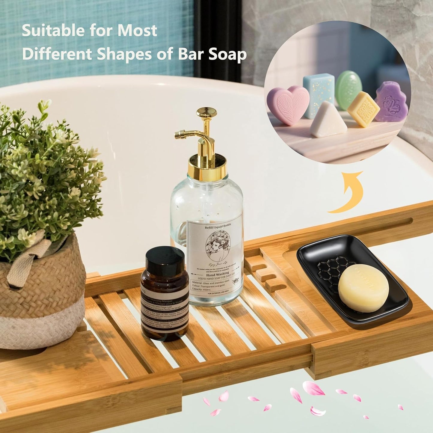 Gomakren Soap Dish for Shower, Bar Soap Holder, Ceramic Soap Dishes for Bar Soap, Christmas Sponge Holder Soap Saver Soap Tray for Bathroom Kitchen Sink, 5.5 Inch, Black