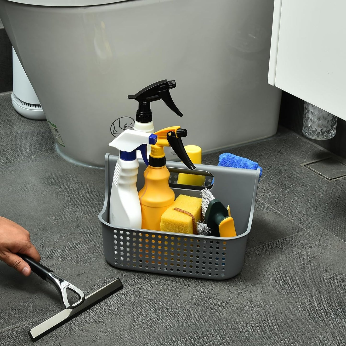 ALINK Portable Plastic Shower Caddy Basket, Large Cleaning Supply Caddy Organizer Storage Tote with Handle for Bathroom, College, Self, Cabinet, Dorm Room Essentials - Pink