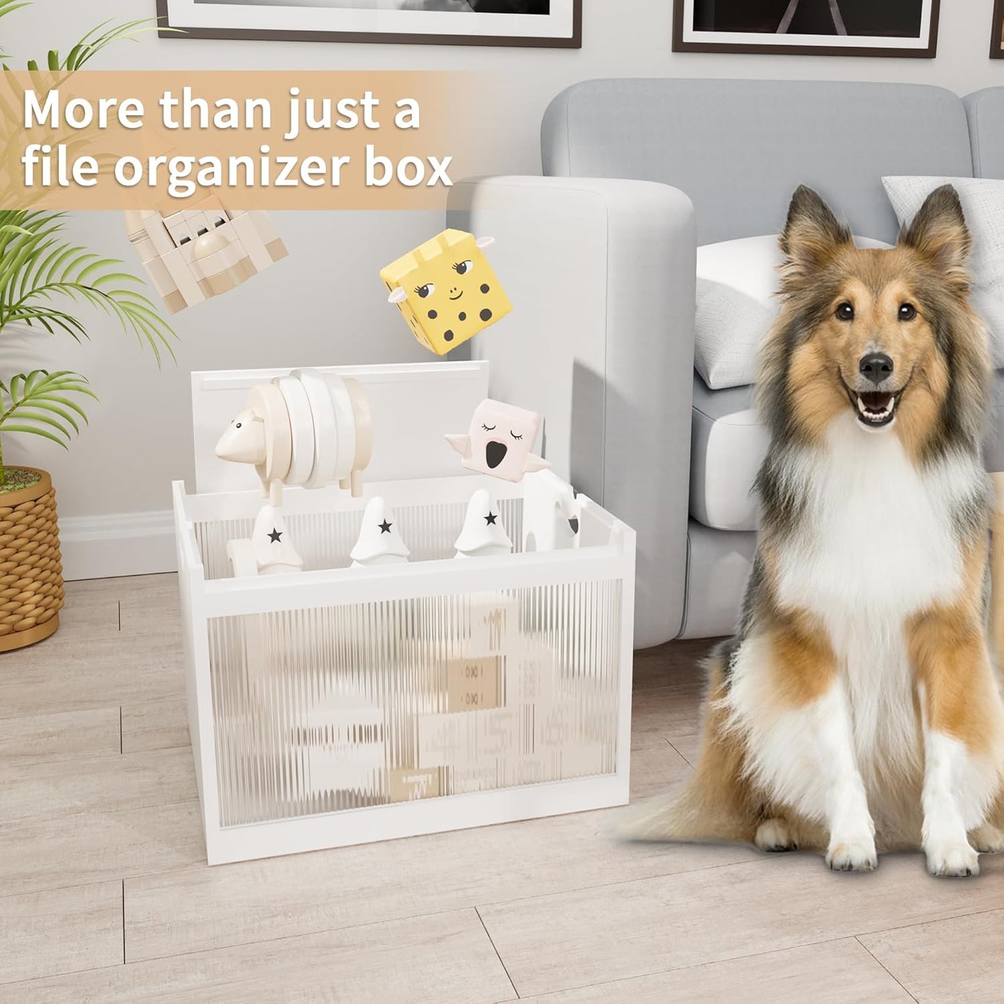 White Bamboo Acrylic File Box with Hanging Folders, Letter/Legal Size, Dustproof, Home Office File Organizer