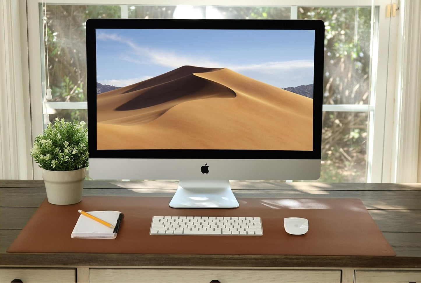 Vine Creations Leather Desk Pad - Large 44" x 22", Desk Protector, PU Leather, Brown