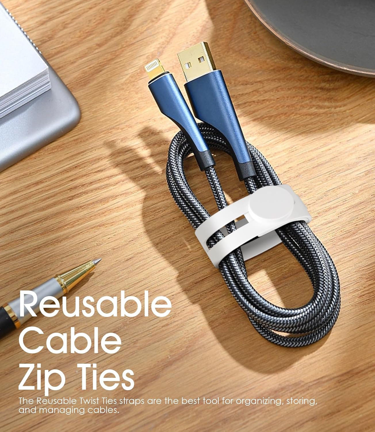 35Pcs Nearockle Reusable Cable Ties, Adjustable Silicone Cord Organizer Small Zip Ties for Charging Cords Earphone Computer Wire, Office Desk Cable Management Travel Accessories(Multi)