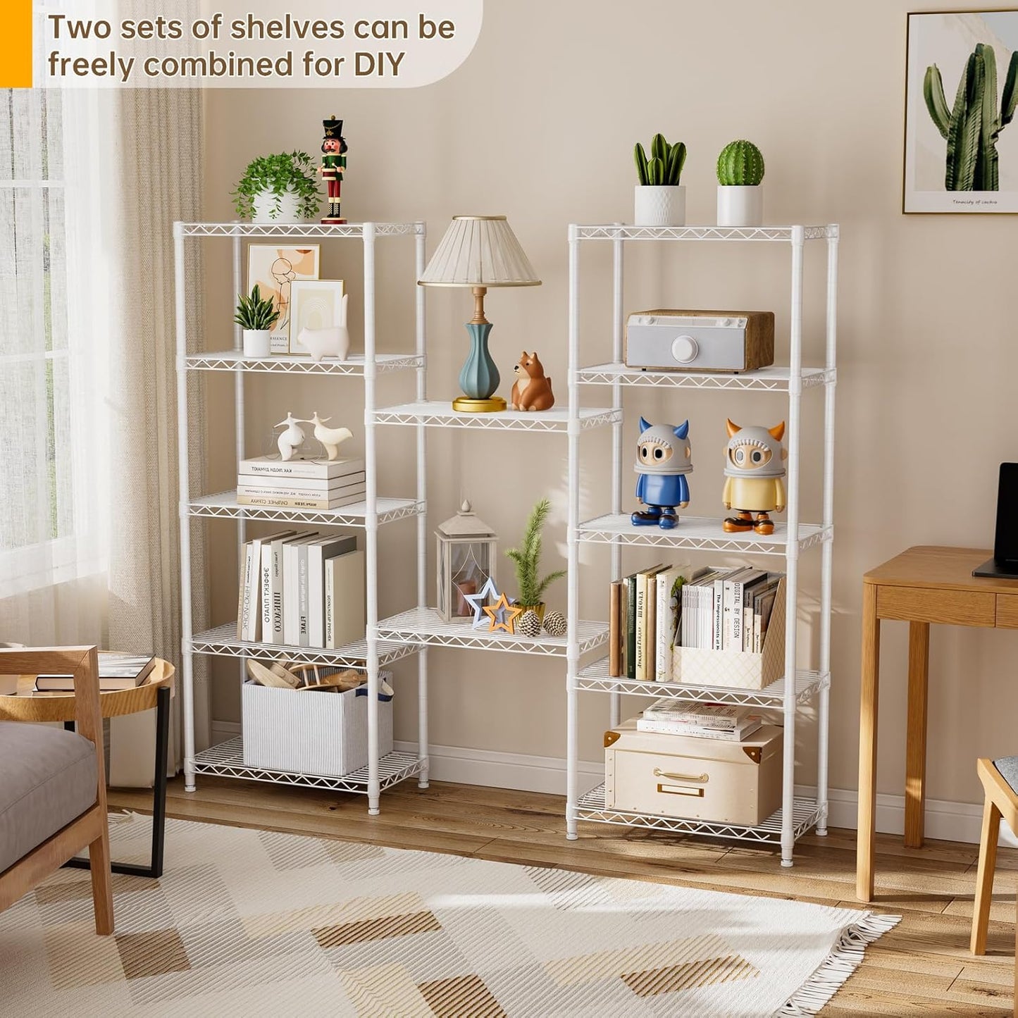 5 tire Shelves Storage Wire Shelving Unit Metal Shelf Adjustable Organizers Storage Shelving with Wheels for Bathroom Laundry Room Kitchen Pantry12”D x 22”W x 69”H White