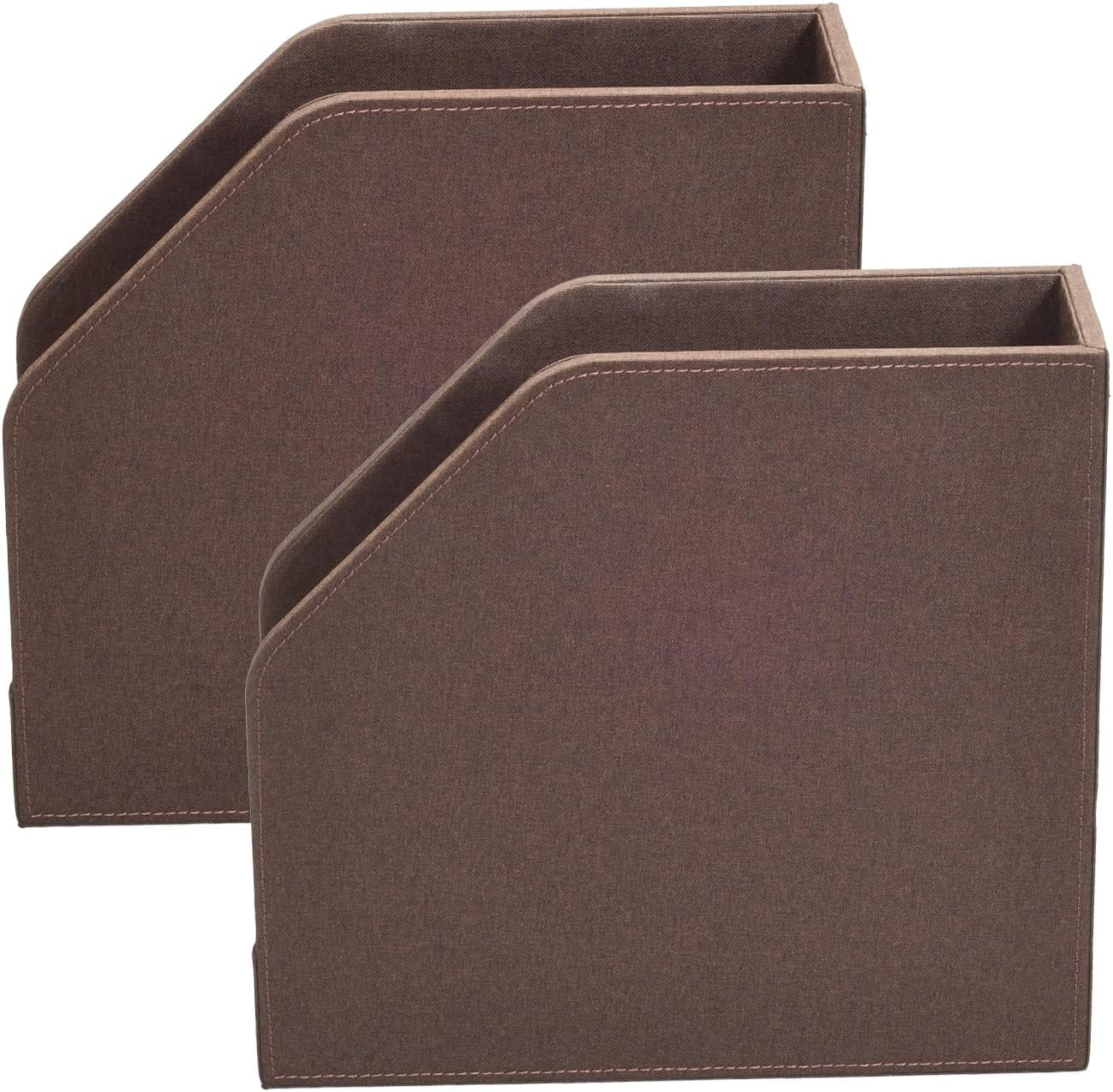 MobileVision Executive Brown Cloth Fabric Vertical File Holders - 2 Piece Combo