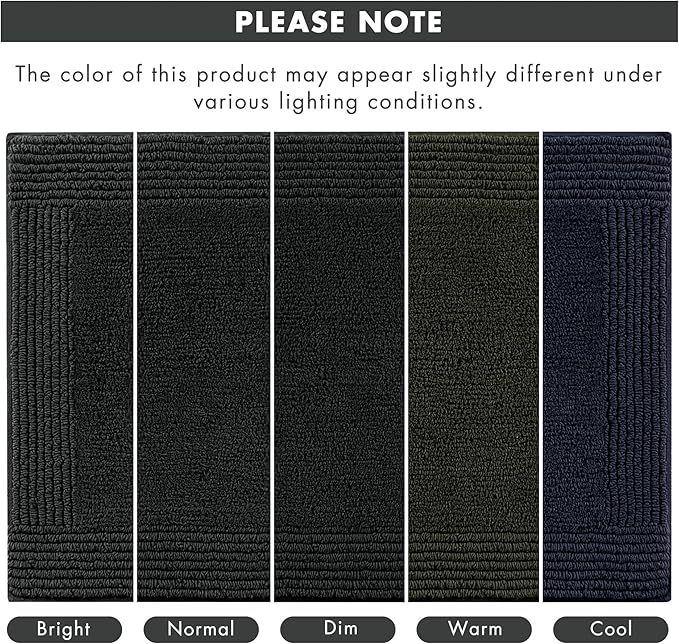 Madison Park Splendor Reversible 100% Cotton Tufted Bathroom Rug-3000 GSM Hotel Quality Luxurious Plush Medium Pile Bath Mat Absorbent, Quick Dry, Shower Room Décor, 17x24 Black