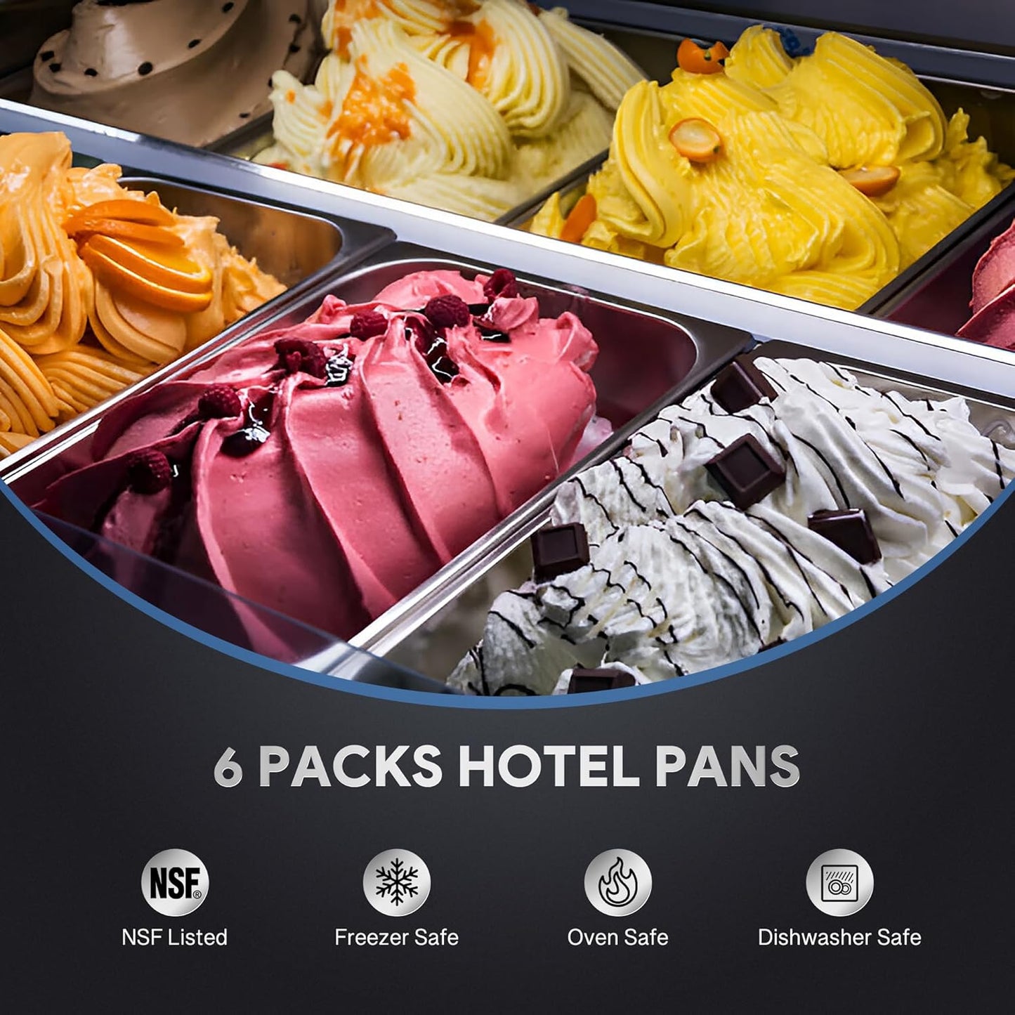 WILPREP 6 Pack Hotel Pans NSF Listed, 1/2 Size 6 in Deep Steam Table Pans with Lids, Food Grade Stainless Steel Hotel, 10.6 qt Catering Food Storage for Buffets Events Restaurants