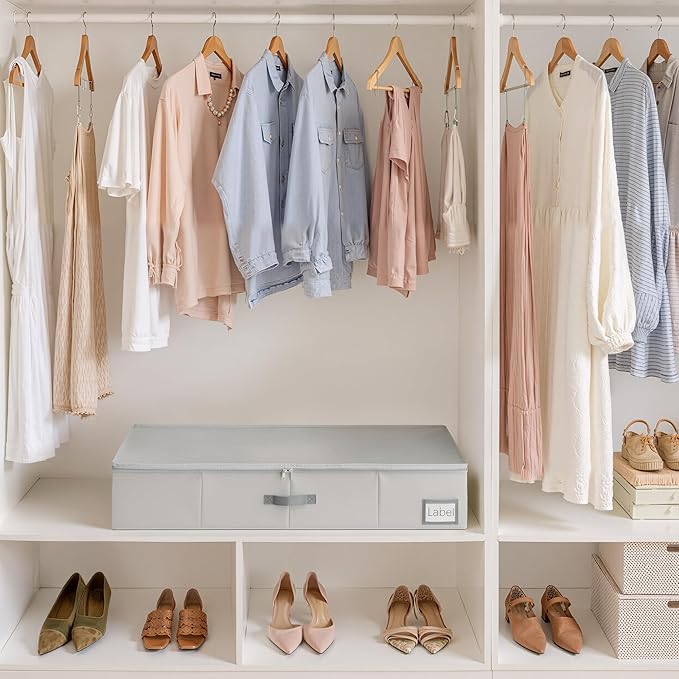 GRANNY SAYS 2 Pack Large Under Bed Storage, Underbed Organizer with Zipper Lid for Bedroom, Grey Clothing Storage Bins for Blankets, Clothes, Shoes